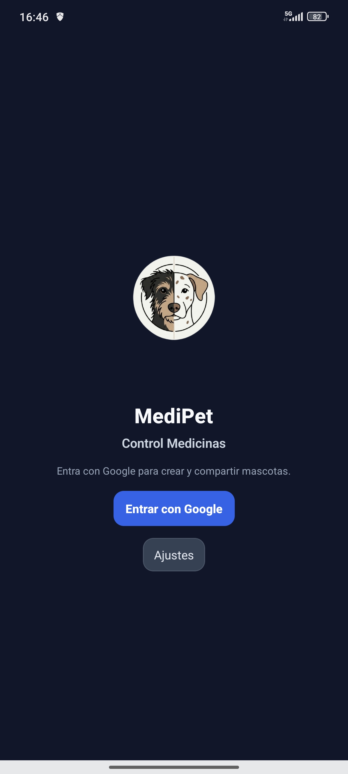 Inicio de MediPet con acceso con Google