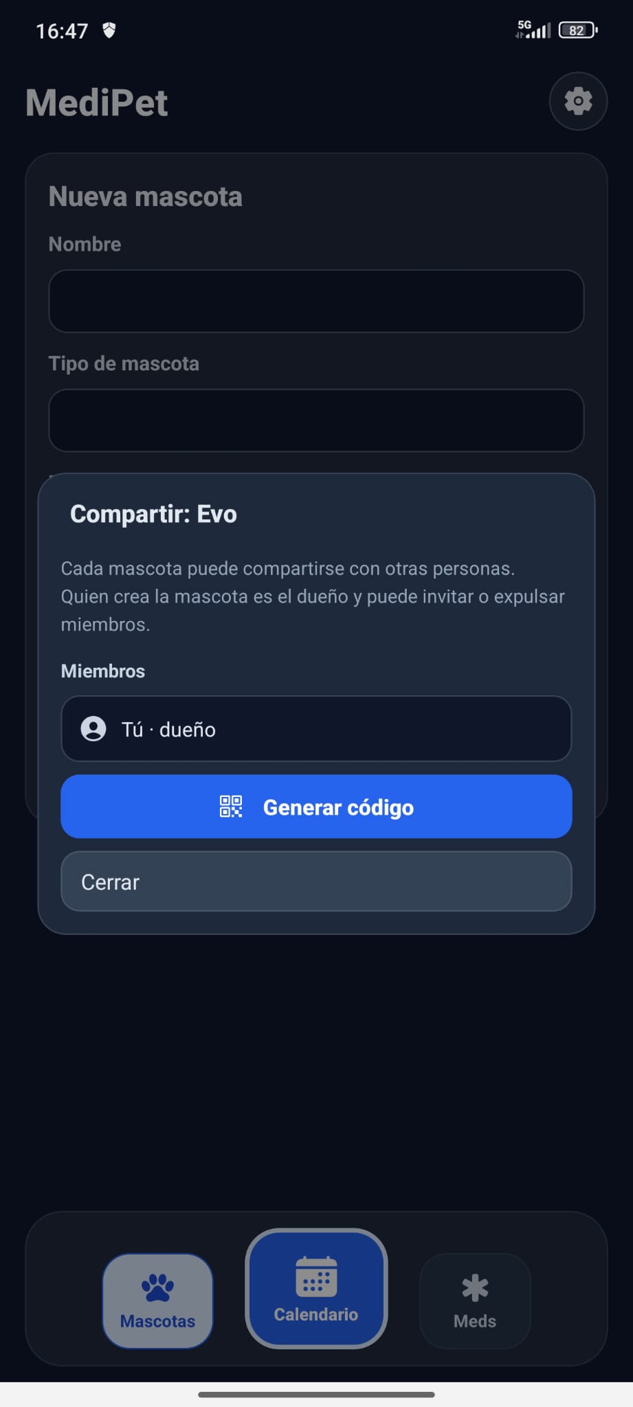 Compartir acceso con código